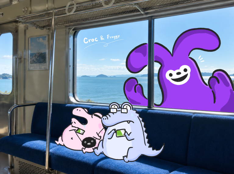 Croc & Froggy與B方案紫色兔子的JR東日本海岸電車日常