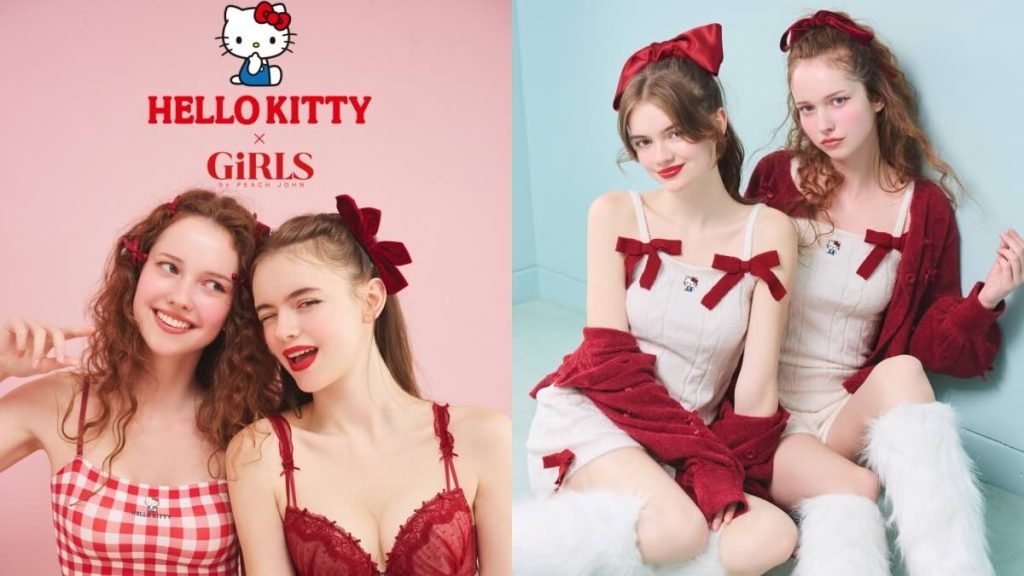 Hello Kitty × GiRLS by PEACH JOHN 聯名內衣與居家服形象照
